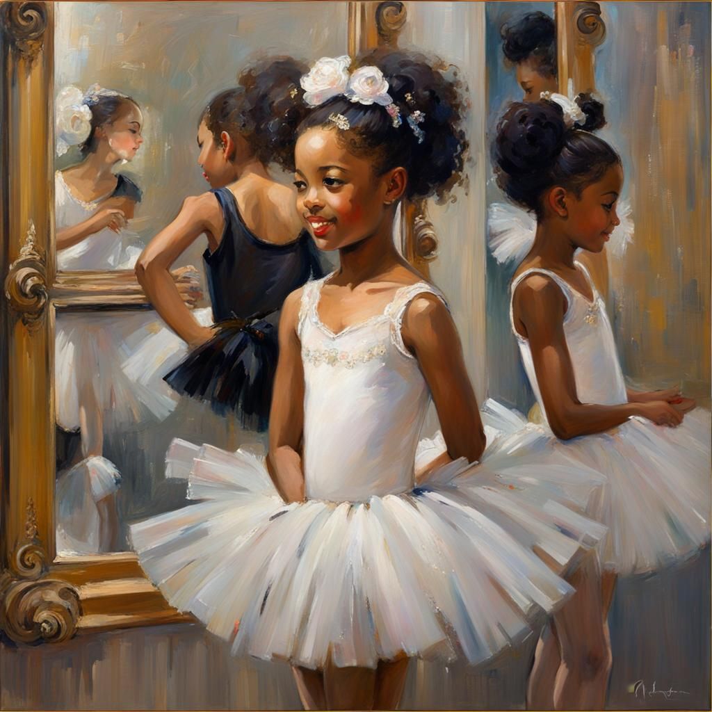 Joyful Ballerina in Oil Painting Style