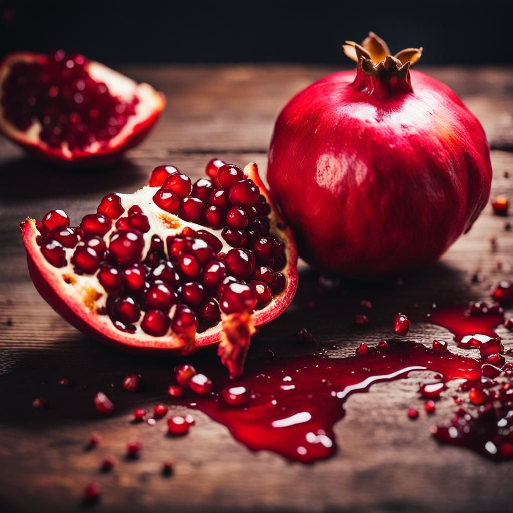 Pomegranate Still Life in Cinematic Style