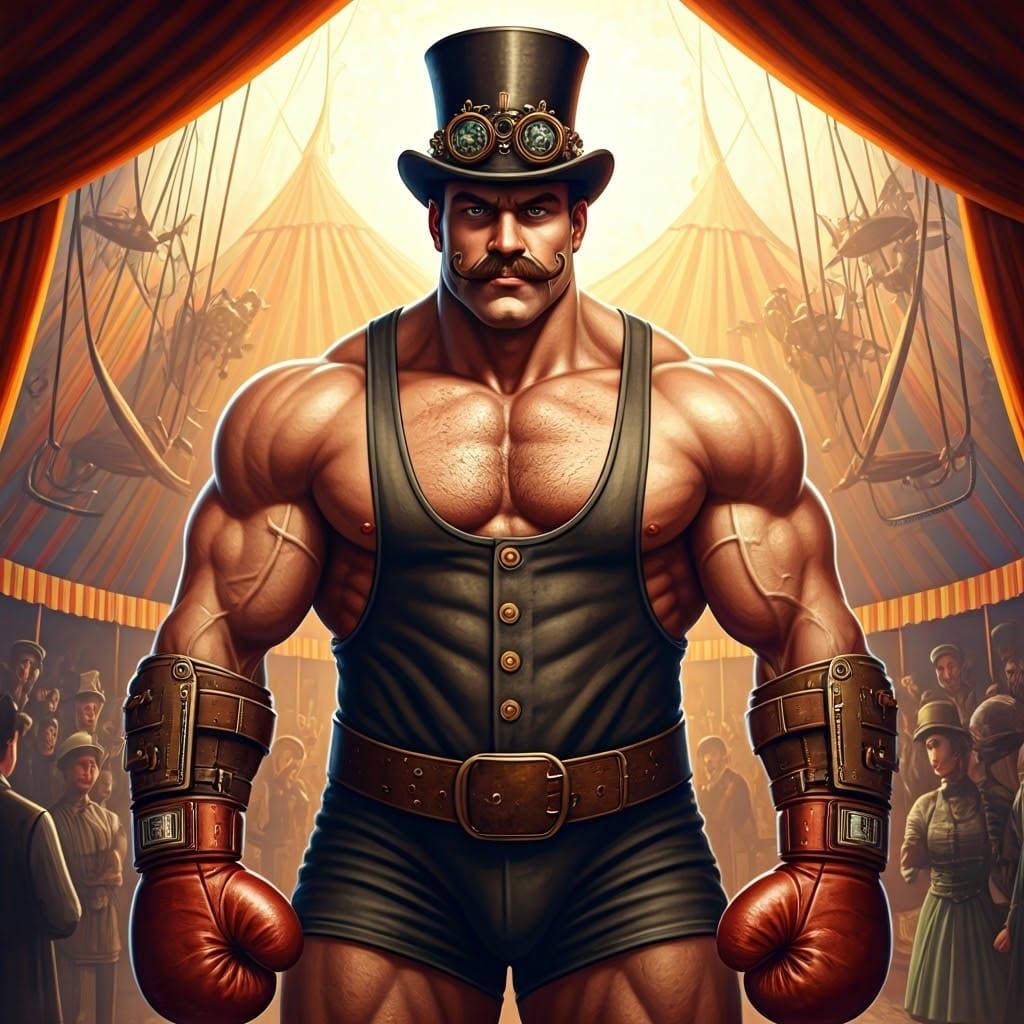 Strongman Showstopper in Vintage Circus Scene