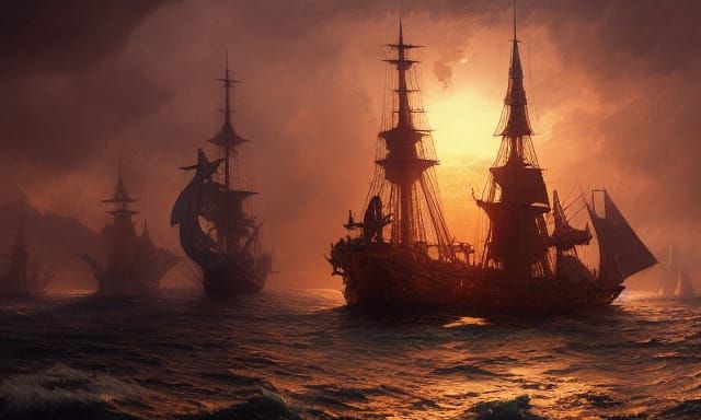 Eldritch Sailing Ship in Dark Fantasy Style