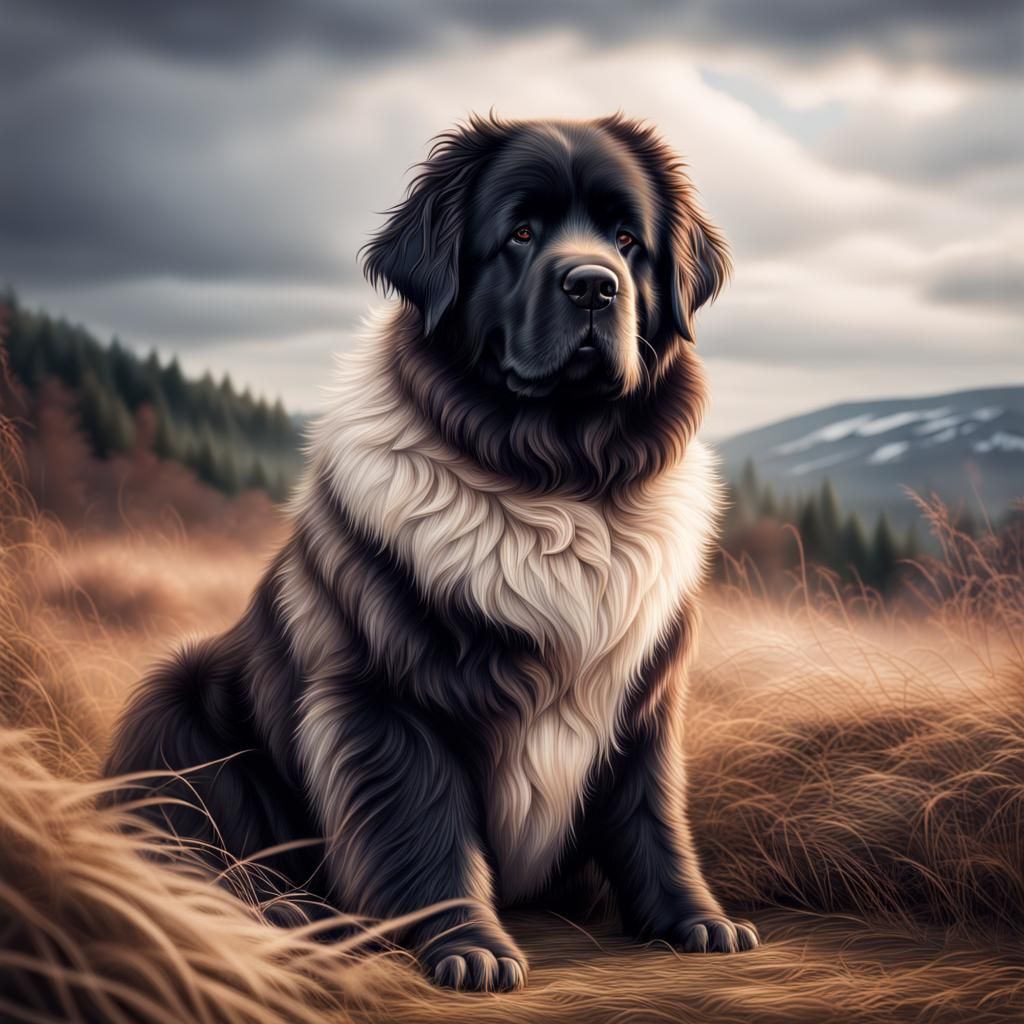 Hyperrealistic Newfoundland Dog Portrait