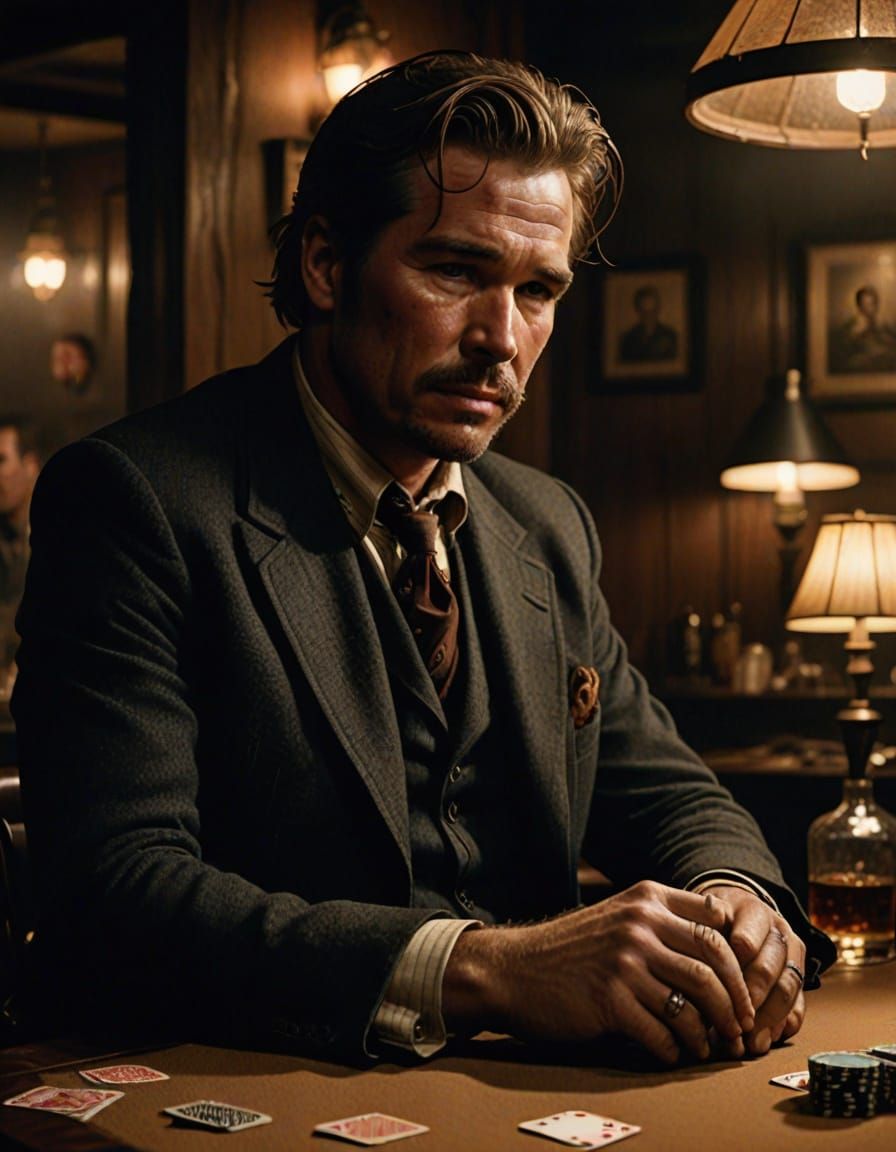 Val Kilmer as Doc Holiday in a Smoky Saloon
