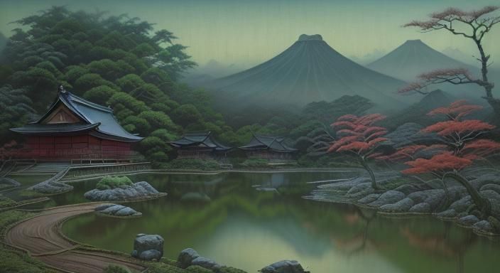 reference Japanese myths and lore variable yokai yaojing Yaoguai variable landscape and nature setting 4k resolution ski...