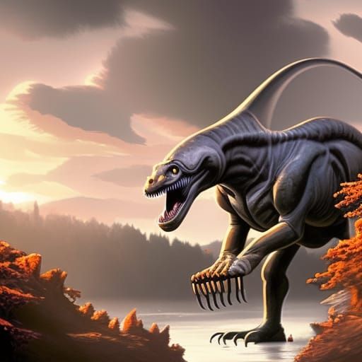 Dinosaurs in Fantasy Landscape: Cinematic Concept Art