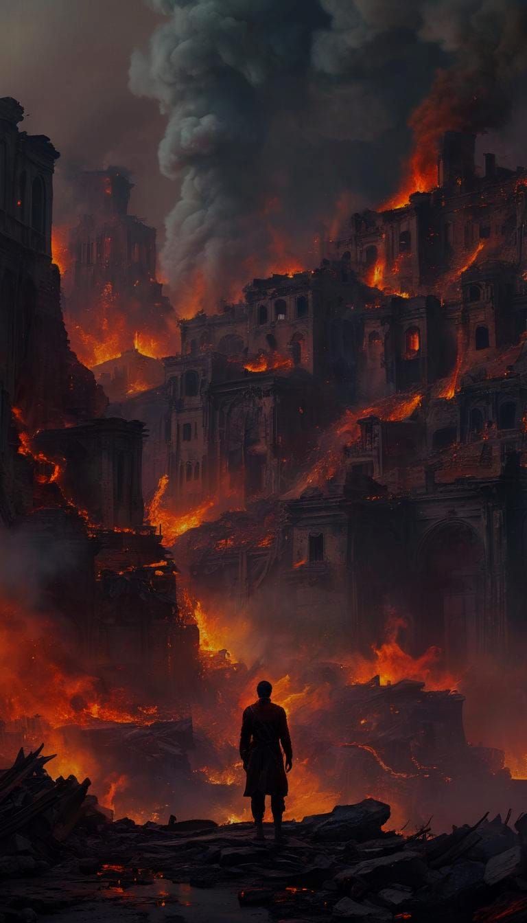 Rainbow World Ablaze: A Matte Painting in 8k