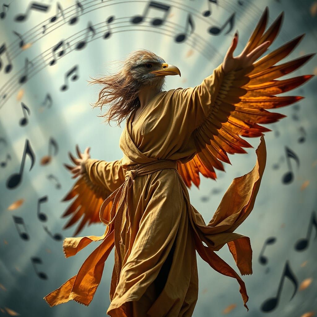 Bird Woman in Harmony with the Wind