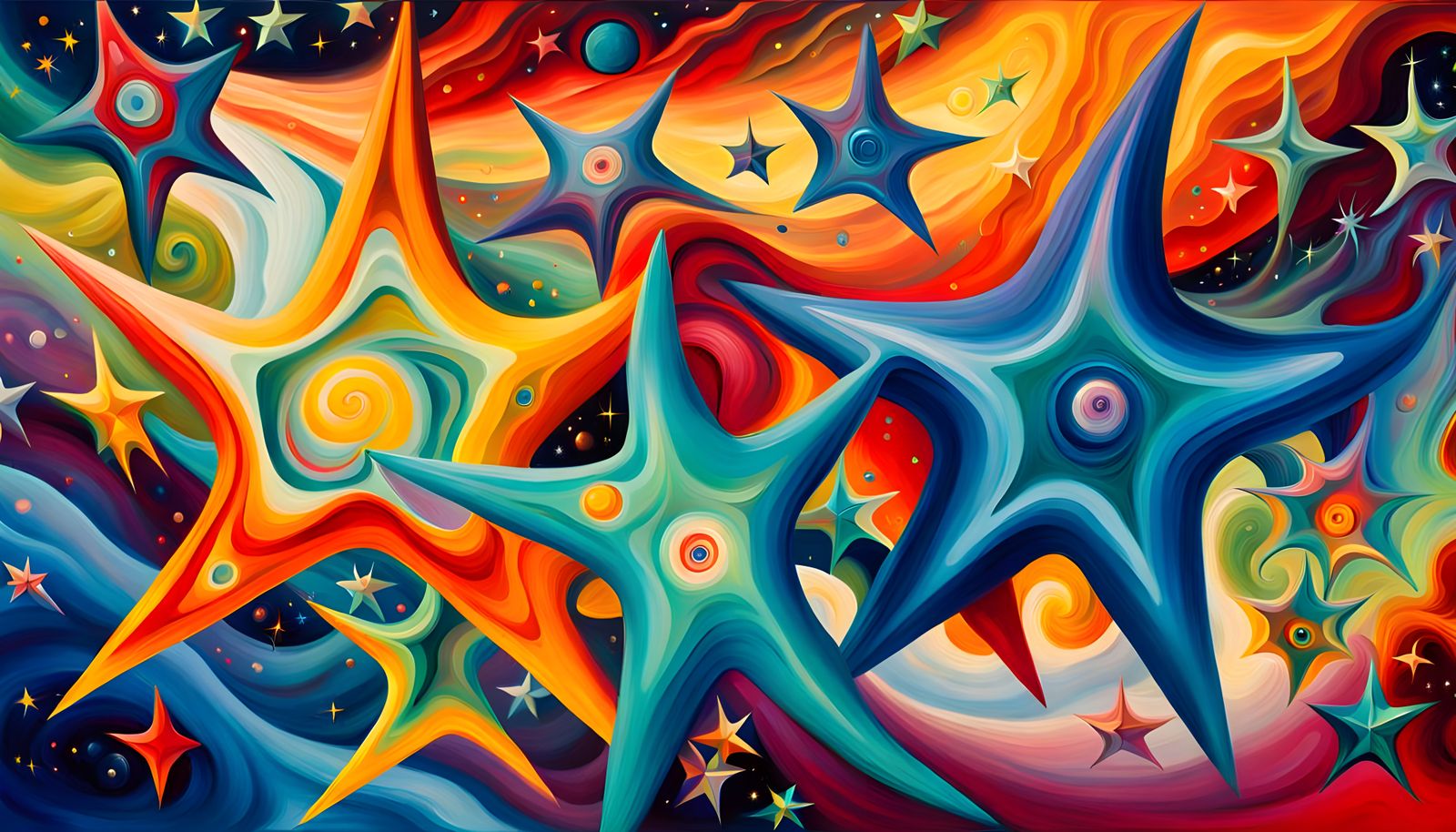 Celestial Stars Form from Liquid Maelstroms as Impasto Paint...