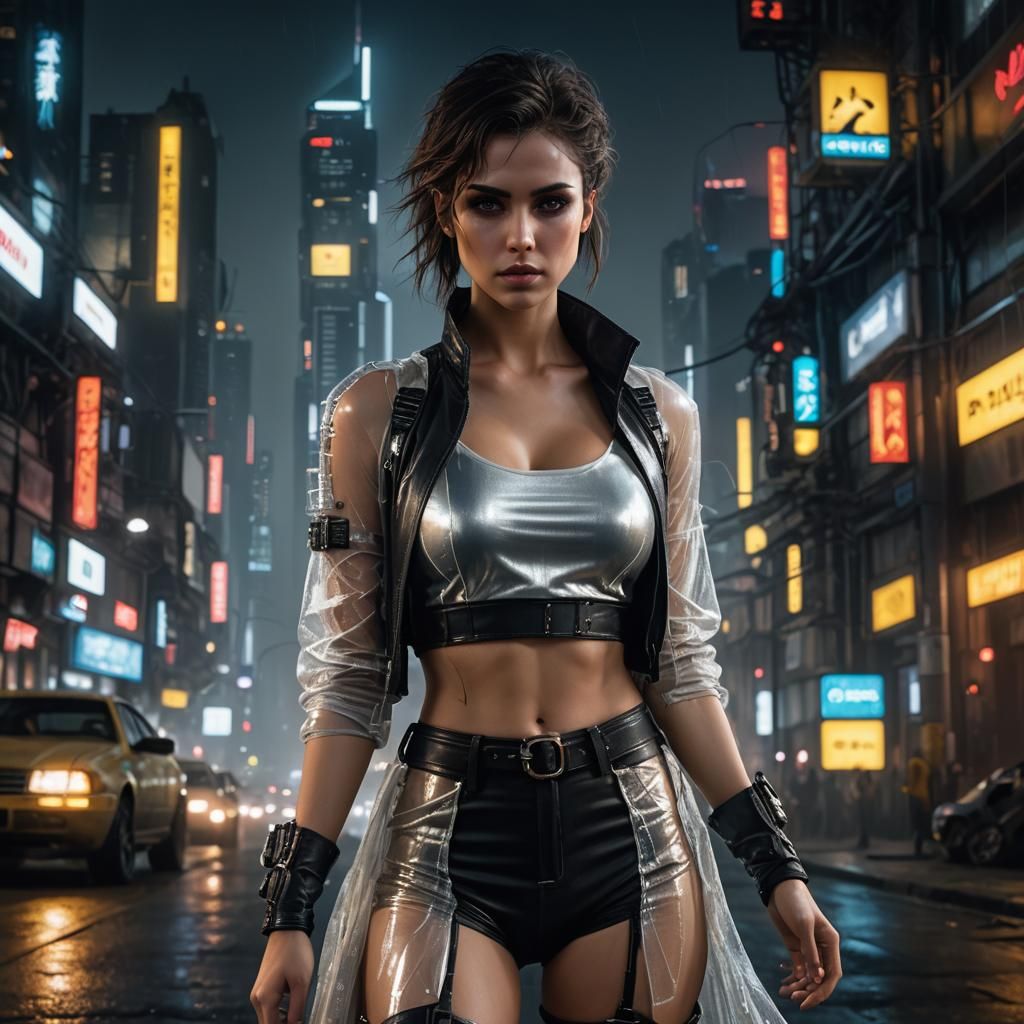 Cyberpunk Woman Portrait in Futuristic City