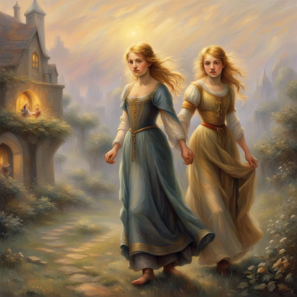 Medieval Peasant and Princess in Ethereal Style