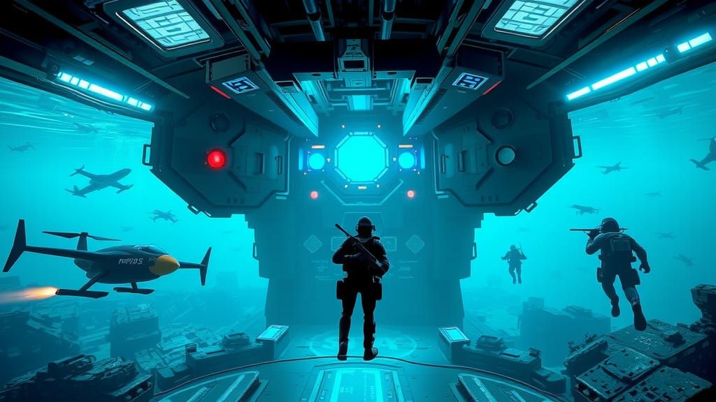 Underwater Military Base in Cinematic Style