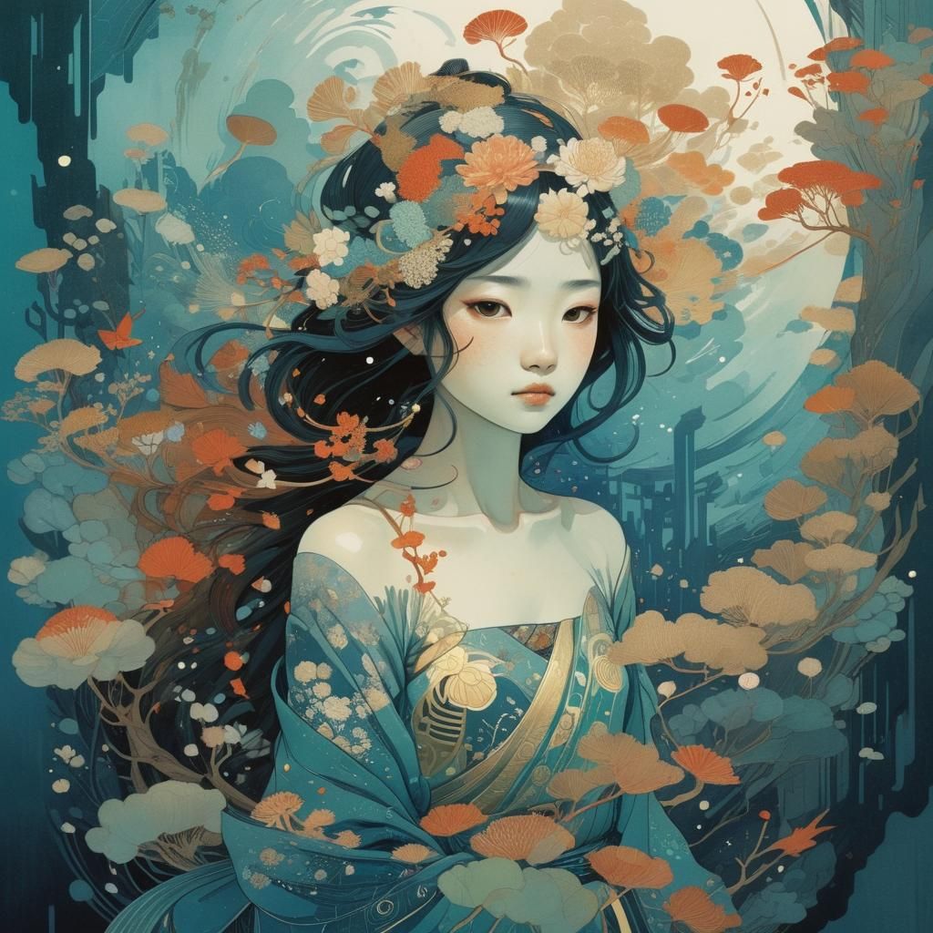 Illustrative Art Fusion Inspired by Renowned Artists