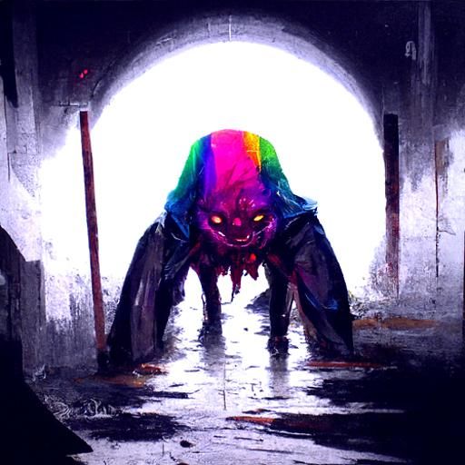 Sinister Rainbow Demon Emerges from Manhole