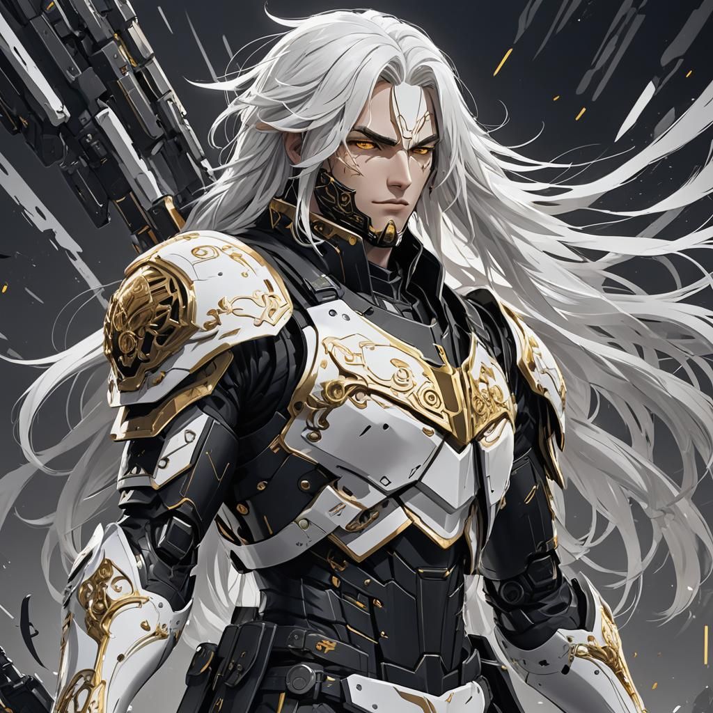 Futuristic Manga Warrior in Cyberpunk Armor
