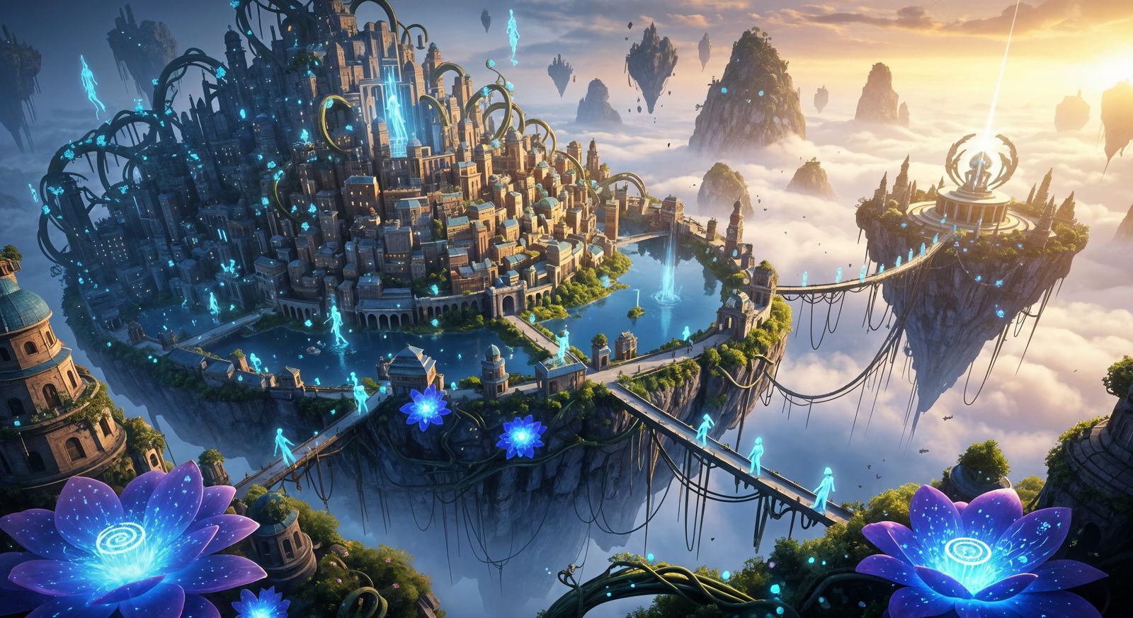 Surreal Floating Island City in Hyperrealistic Detail