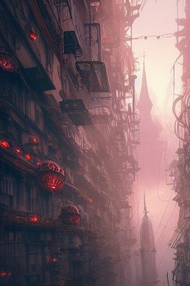 Magical Floating Biopunk City in Hyperrealistic Style