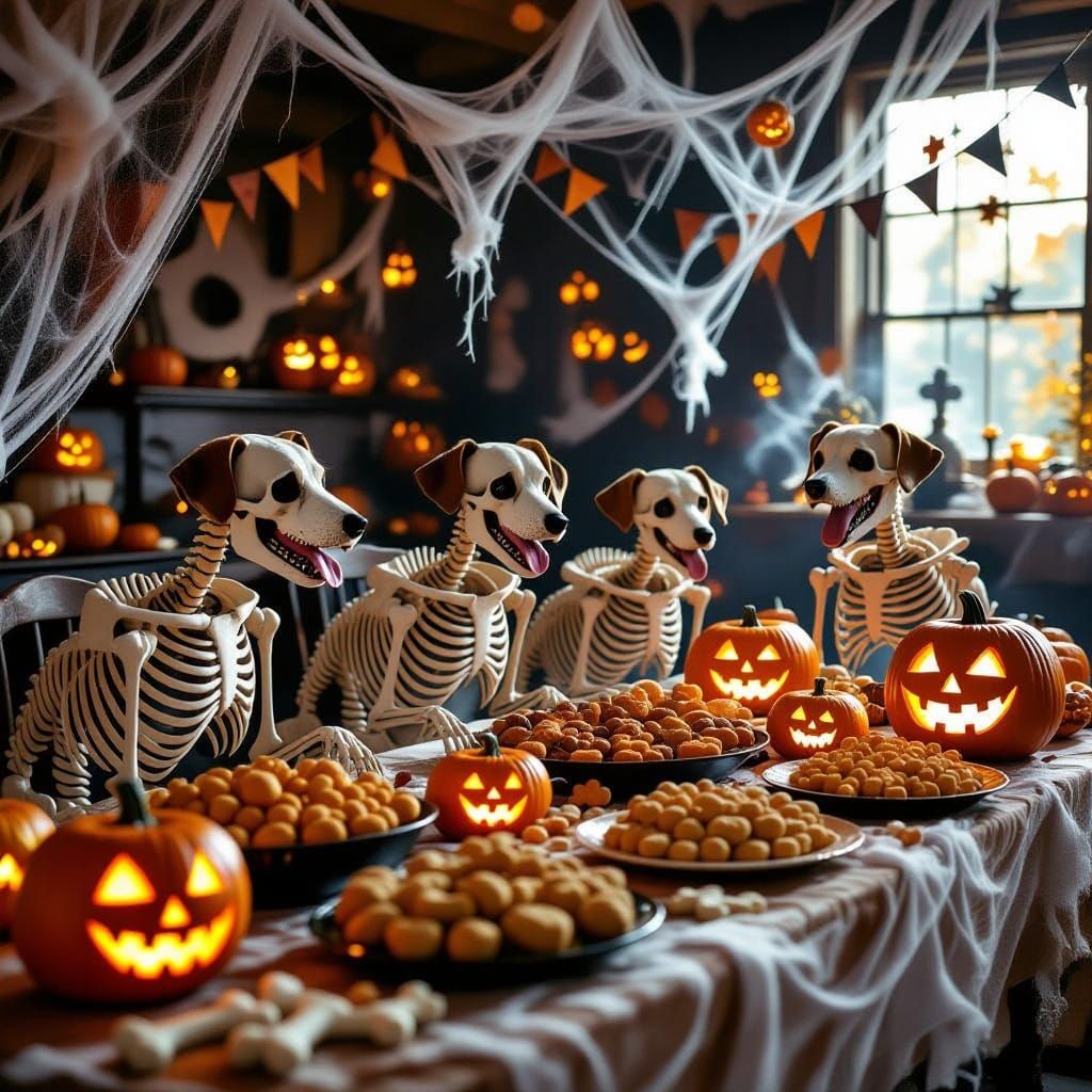 Skeleton dog party