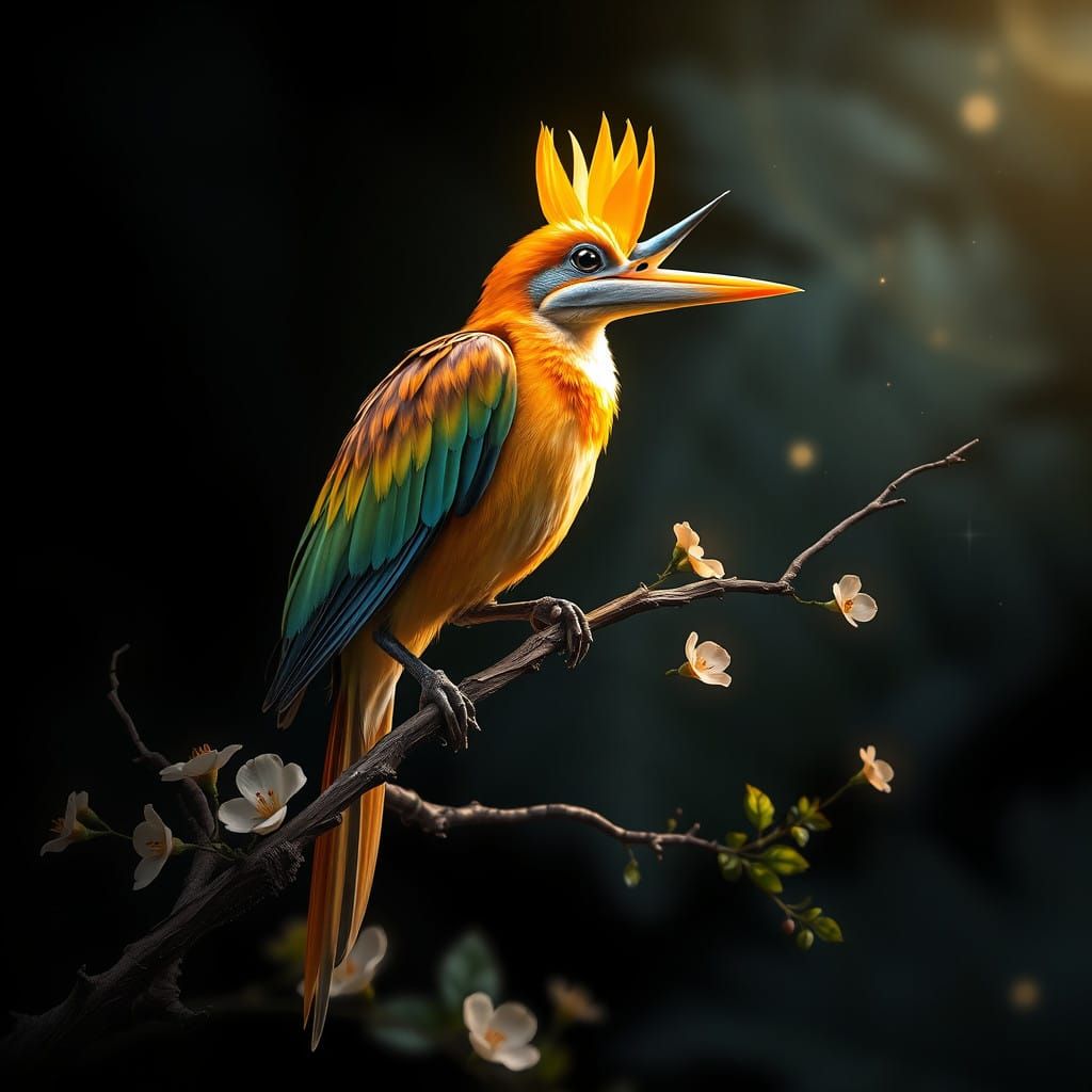 Hyper-Realistic Bird of Paradise in Ethereal Glow
