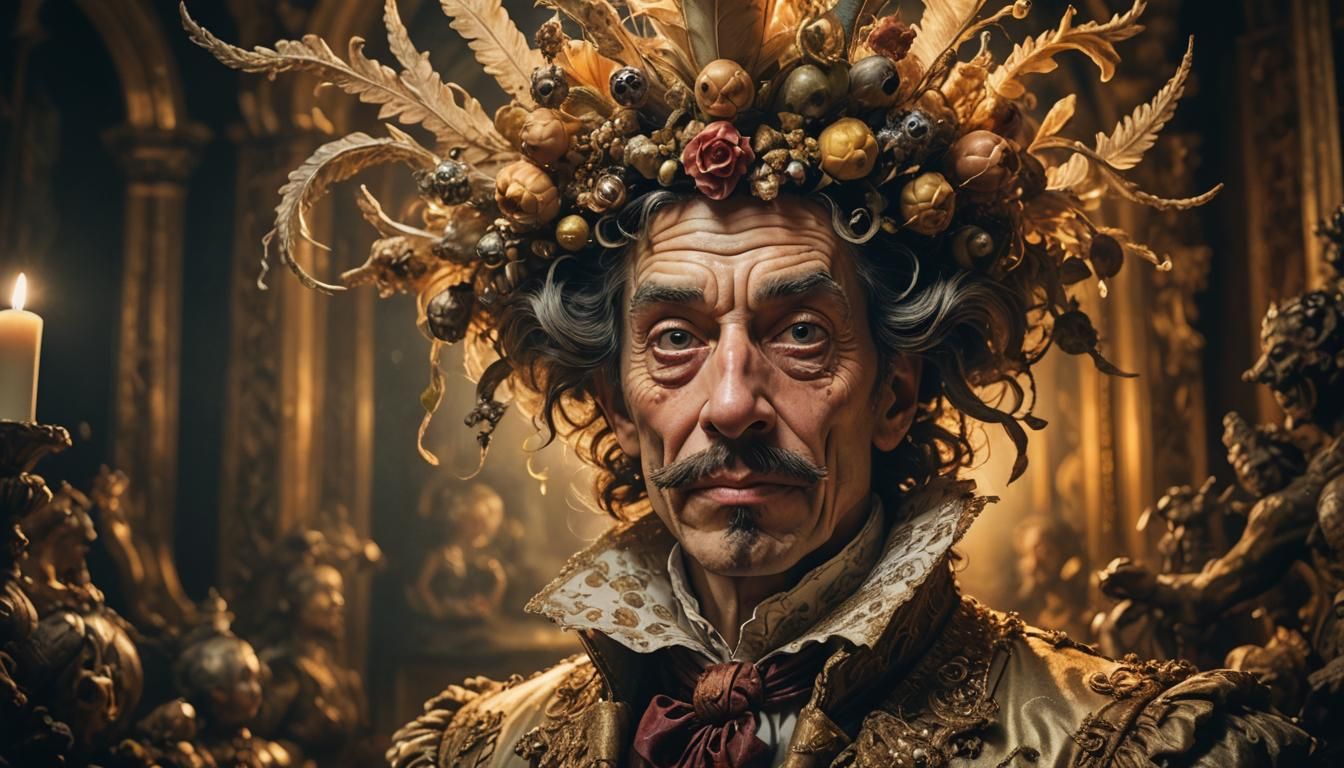 Surreal Baroque Portrait of Goofy, Close-Up