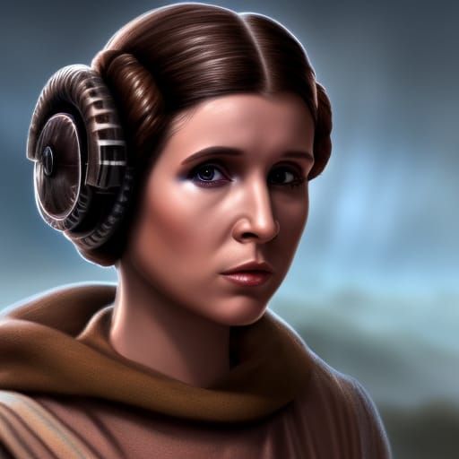 Princess Leia in Desert, Detailed Matte Painting