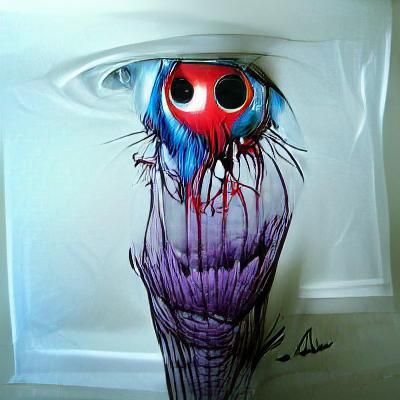 Surreal Pop Art Creature with Colorful Eyes