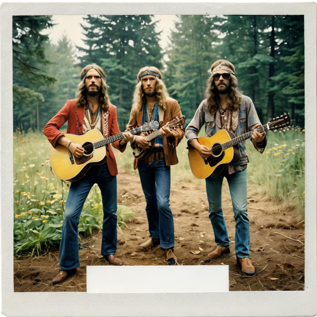 1960s Hippie Band in Polaroid Style