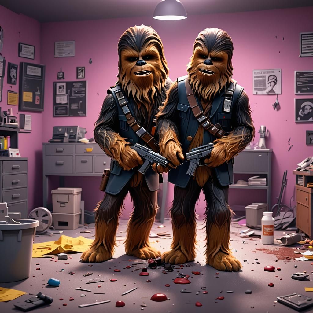Detective Chewbacca Investigates a Crime Scene: Pixar Style