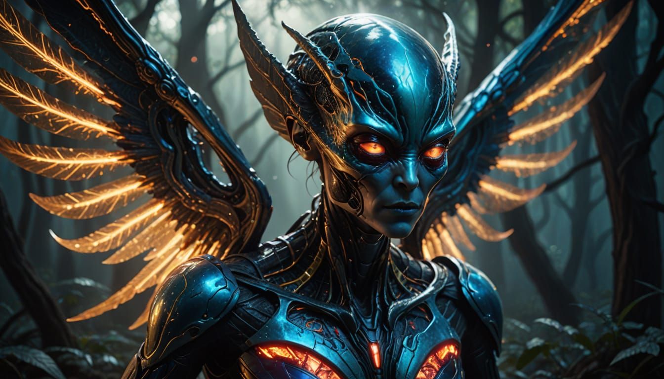 Glowing Alien Goddess Radiates Cosmic Energy