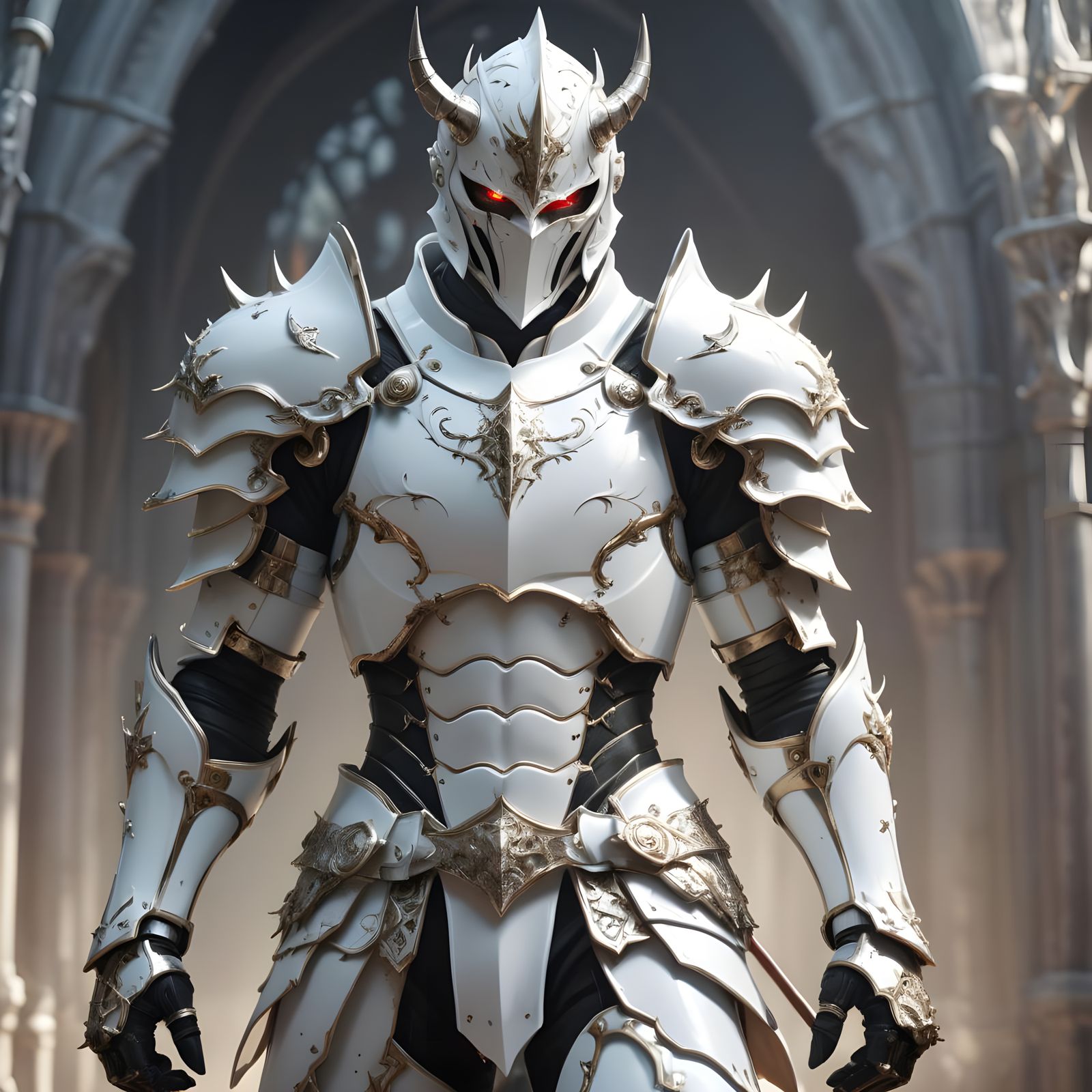 Anime Demon Knight in White Armour