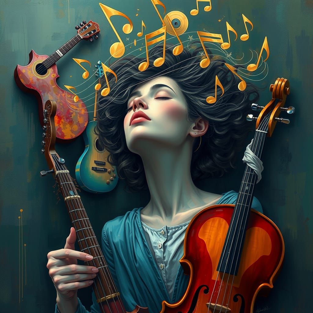 Musical Harmony in Dreamy Surrealist Style