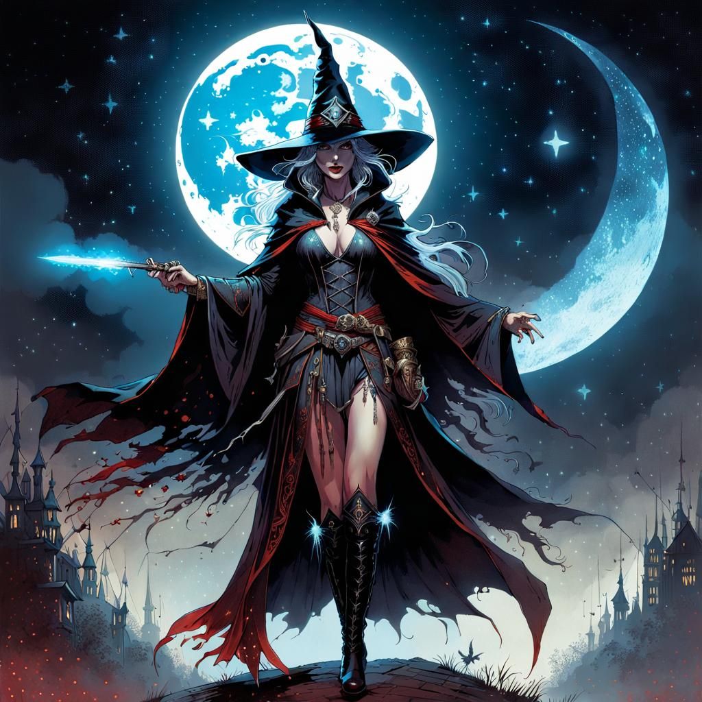 Sinister Assassin Witch with Silver Daggers