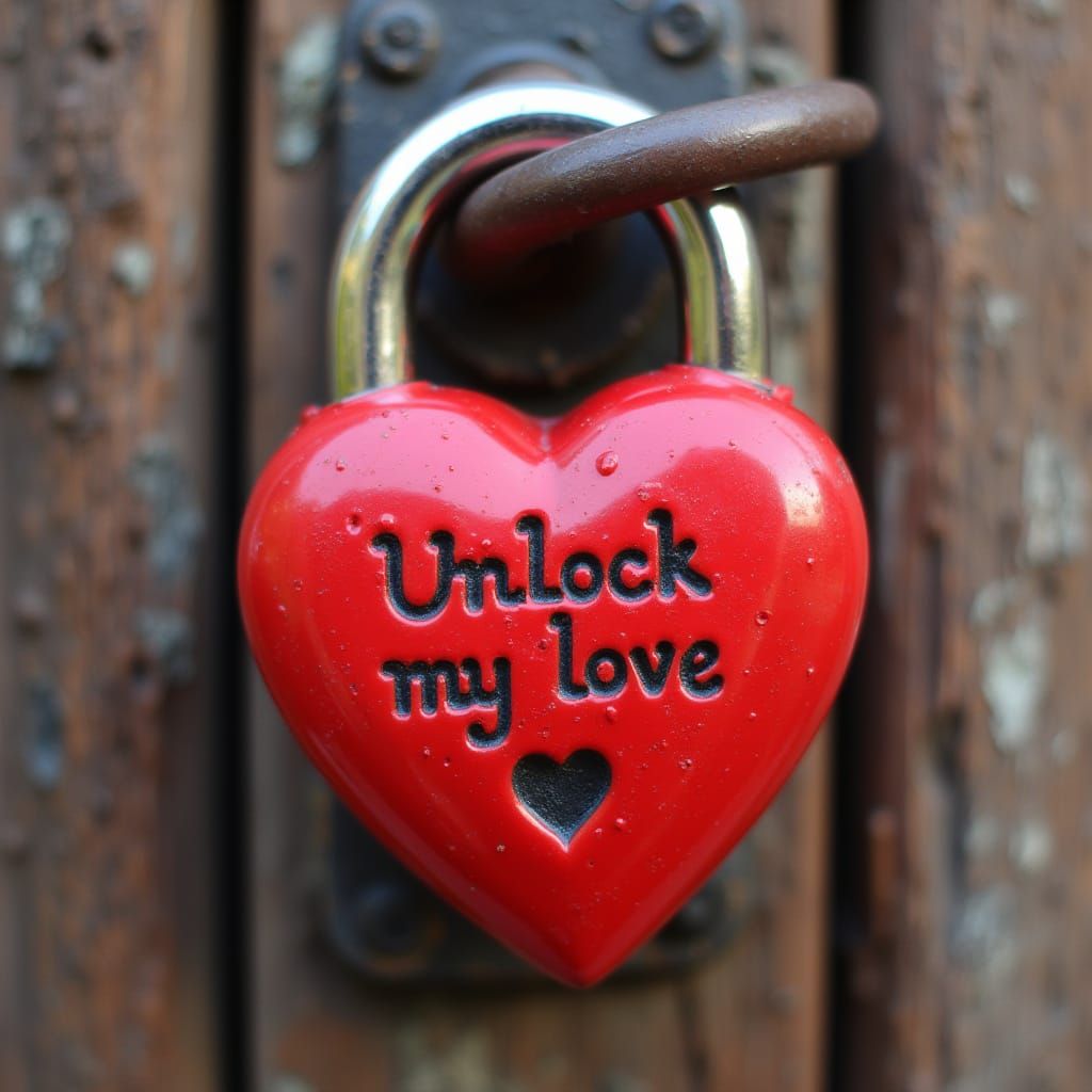 Romantic Red Heart Lock in Love