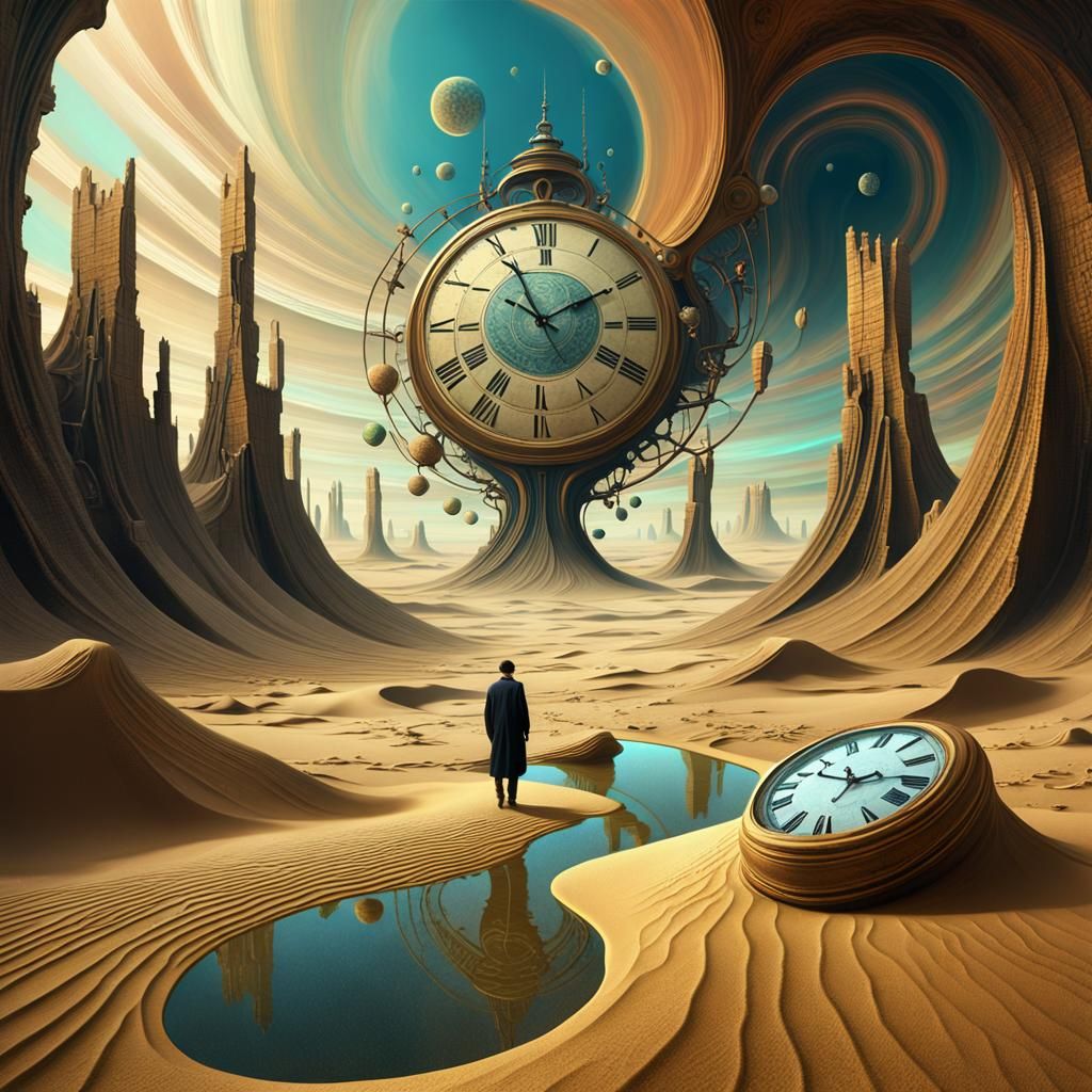 Dreamlike Desert Scene in Vibrant Abstract Style