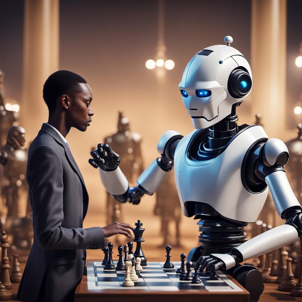 AI vs Human Chess Match: A Dramatic Scene