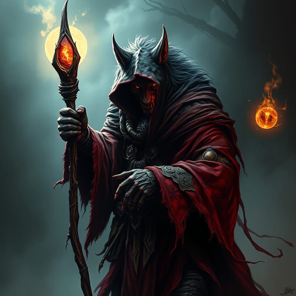 Werewolf Shaman Casts Blood Magic Spell