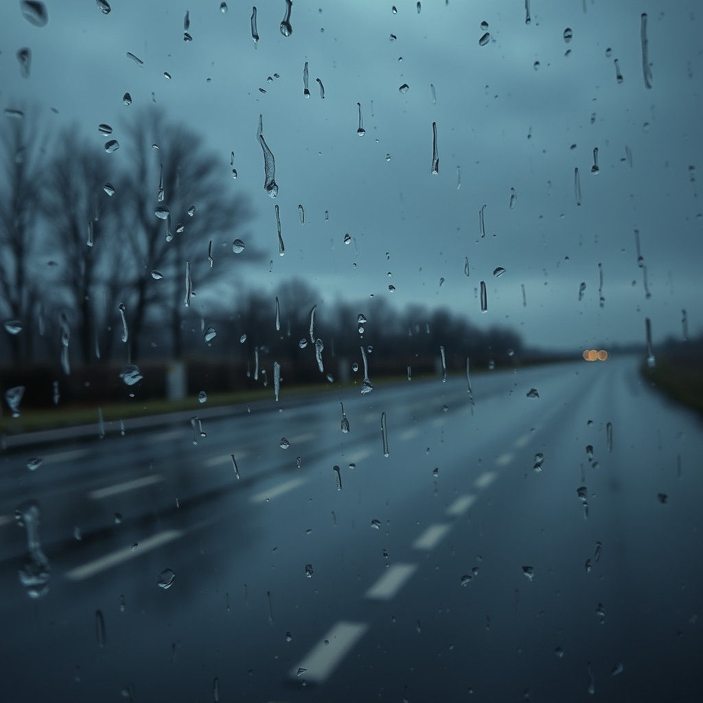 Hyperrealistic Solitary Figure in Rainstorm