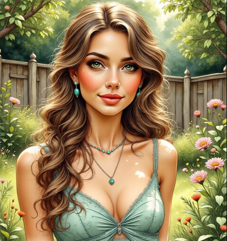 Woman in the backyard