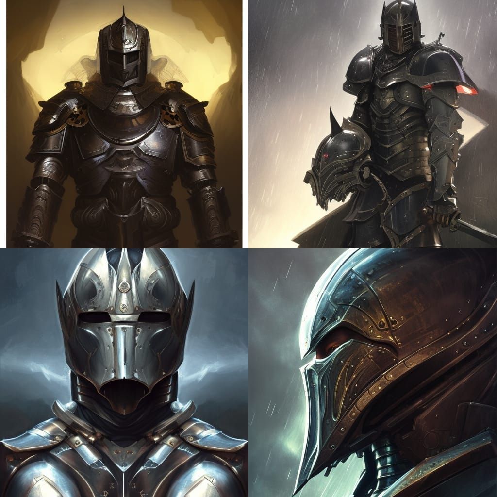 Paladin in Dark Knight Armor, Hyperdetailed Portrait