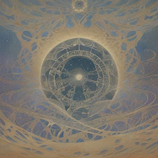 Art Nouveau Ghost Town Under Starry Sky