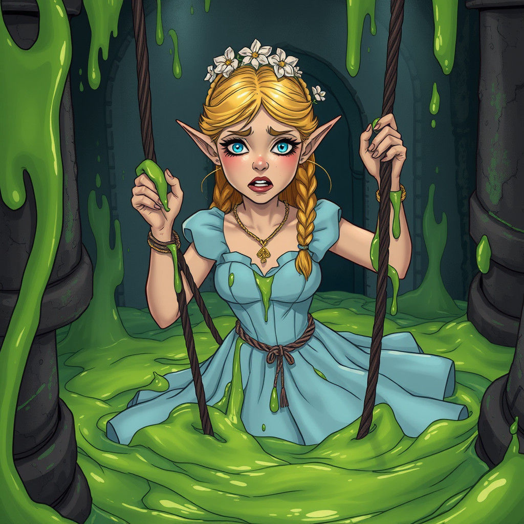 Princess Bound in Gothic Slime Fountain