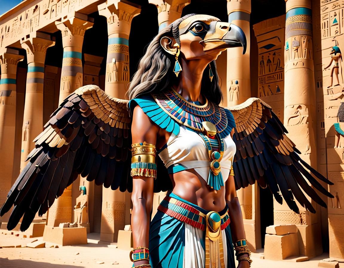 Egyptian Vulture-Goddess Nekhbet in Ancient City