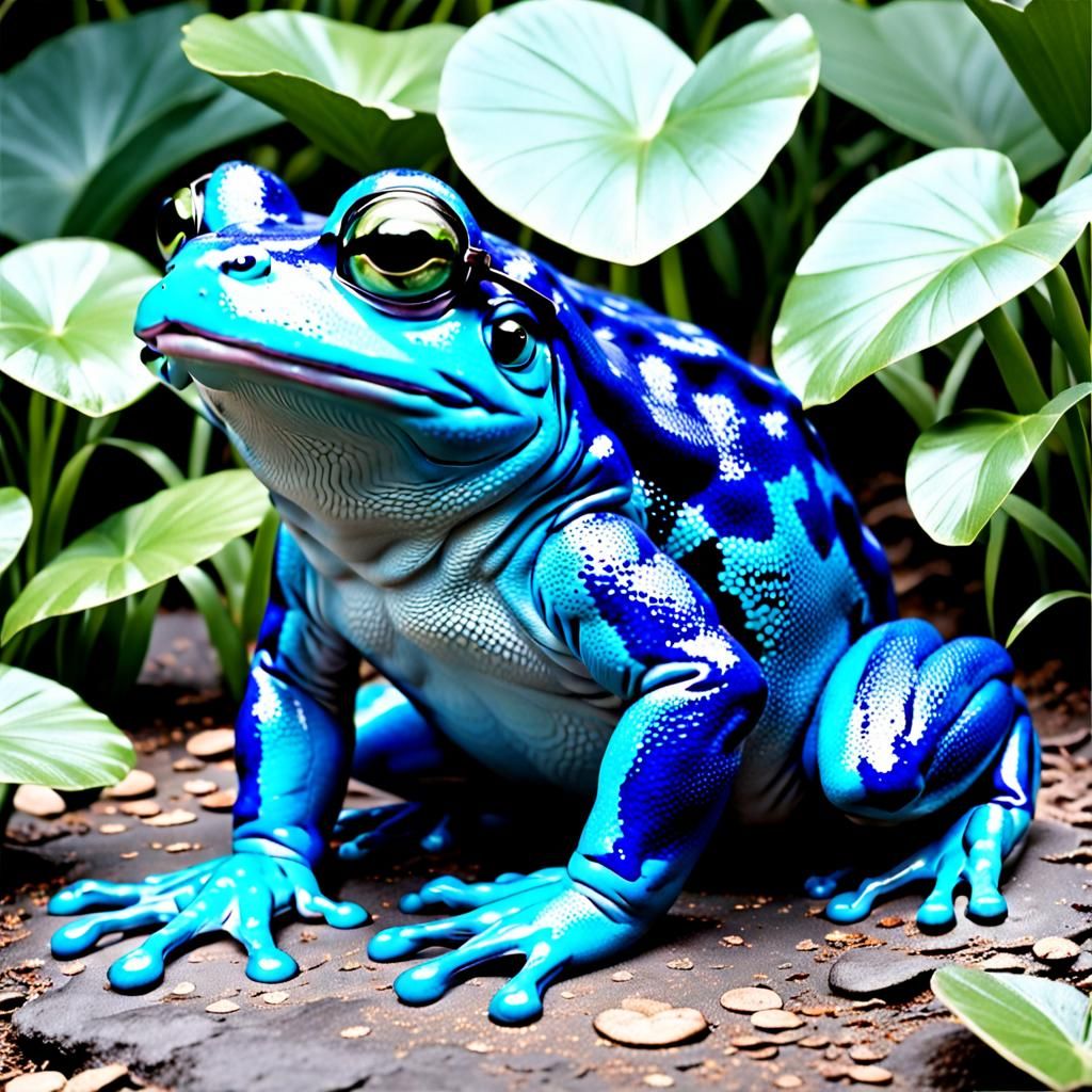 Big Blue Frog in Love: A Whimsical AI Creation