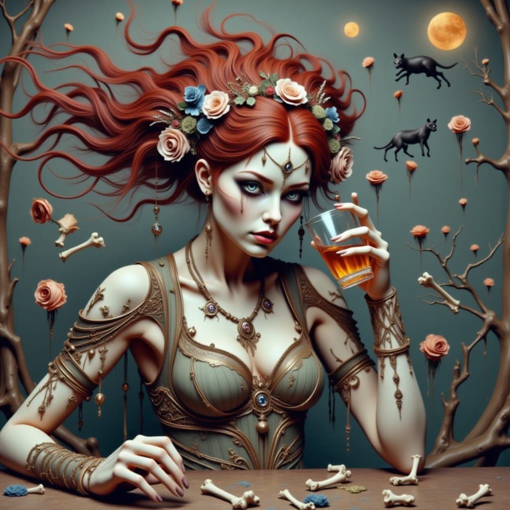 Gypsy Lilith Reads Runes by Firelight