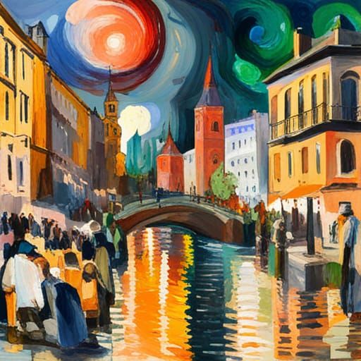 Impressionist Gouache Collage Art Masterpiece