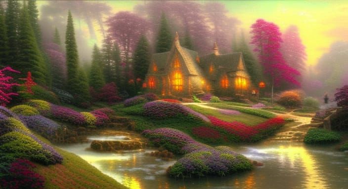 Ethereal Fantasy Landscape in Hyperdetailed Mist