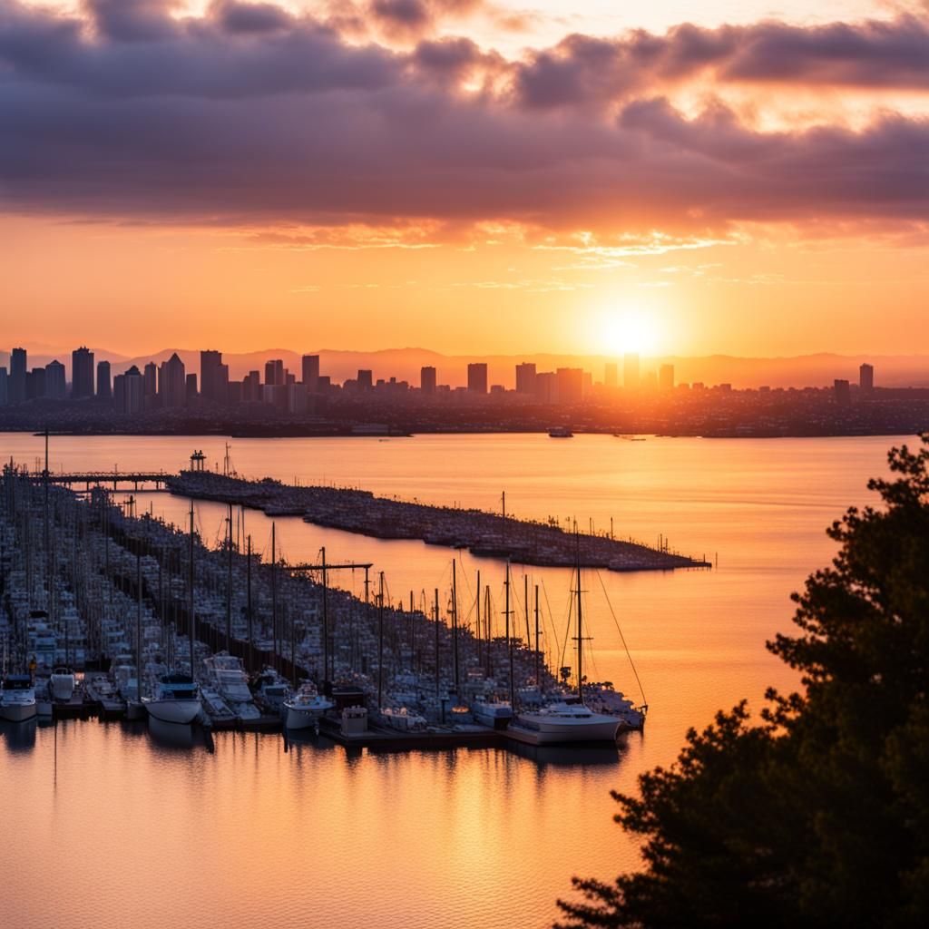 Scenic Sunset Over Bay: Professional Photography