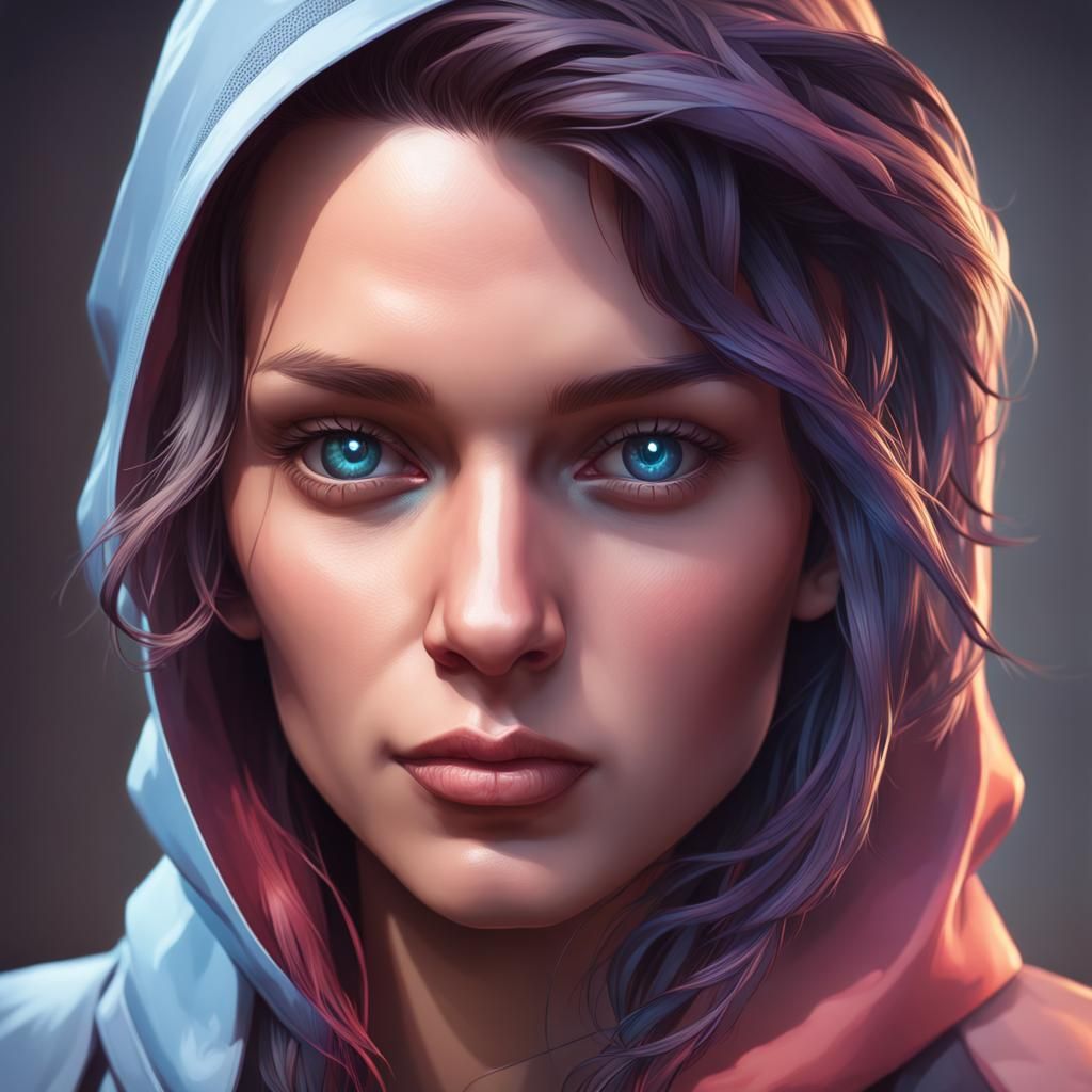 Detailed Hacker Portrait in Digital Art Style