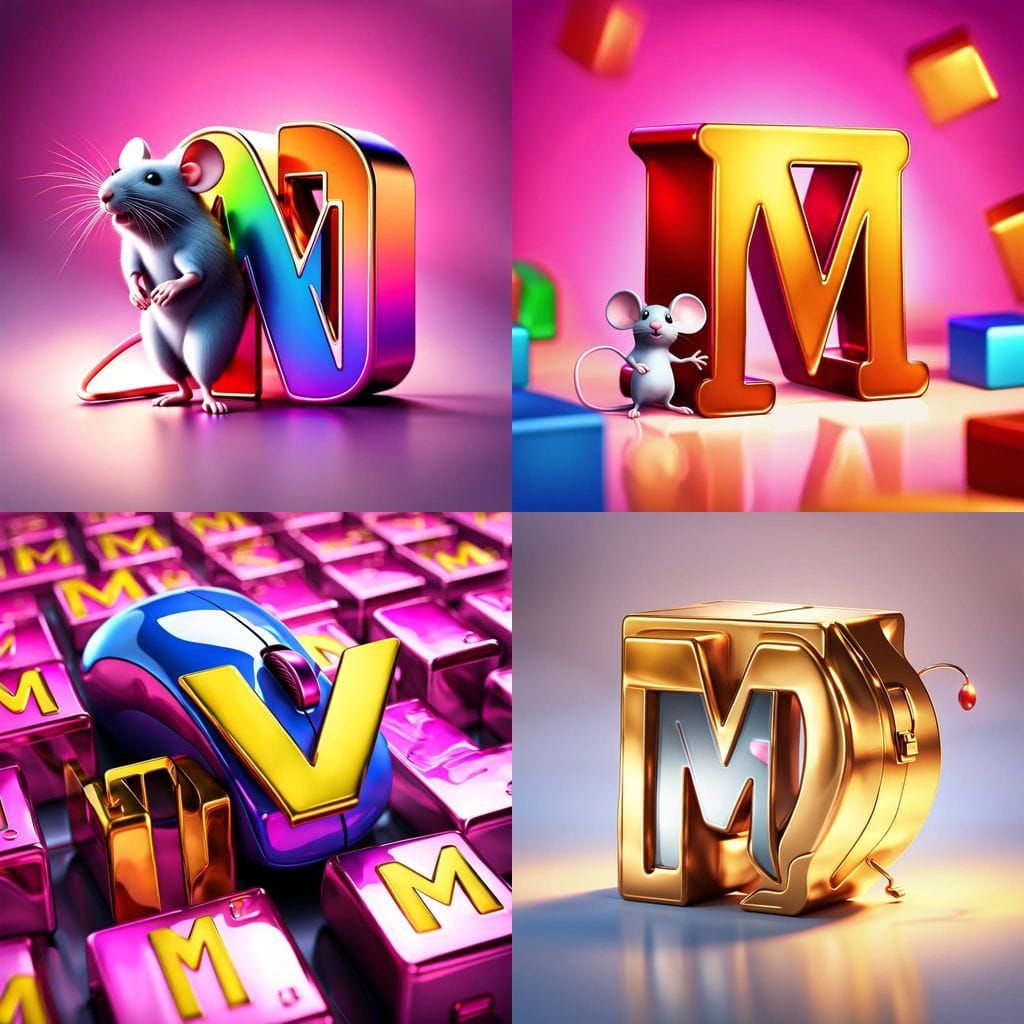 Strong Mouse Carries 3D Letter M