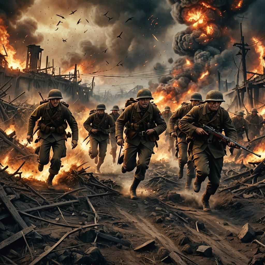 WWI Soldiers in No Man's Land Concept Art