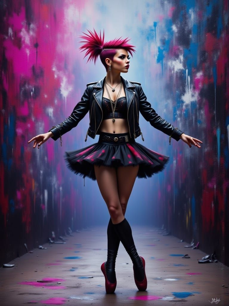 Punk Ballerina in Expressive Oil Painting Style