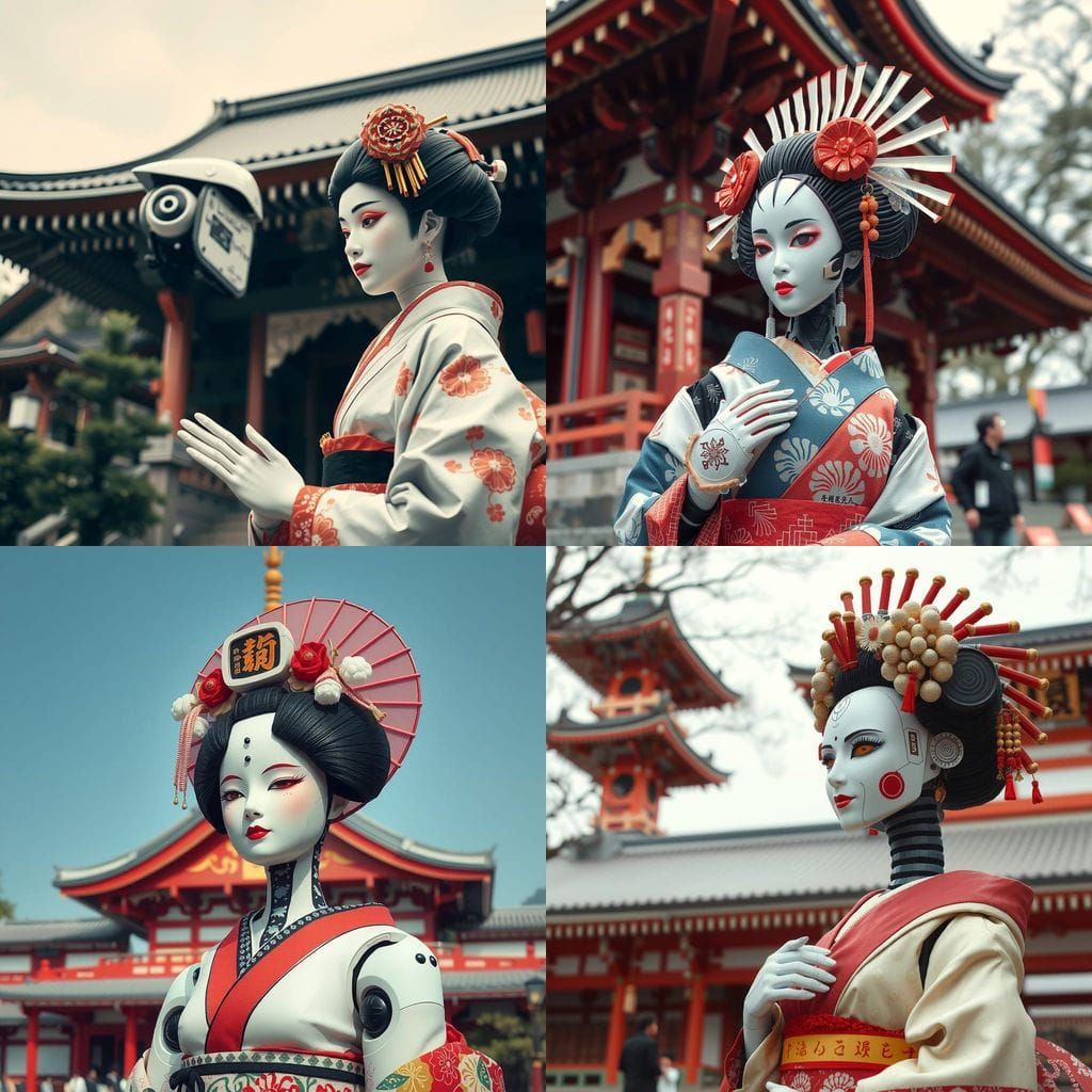 Traditional Geisha Robot Meets Ancient Japan